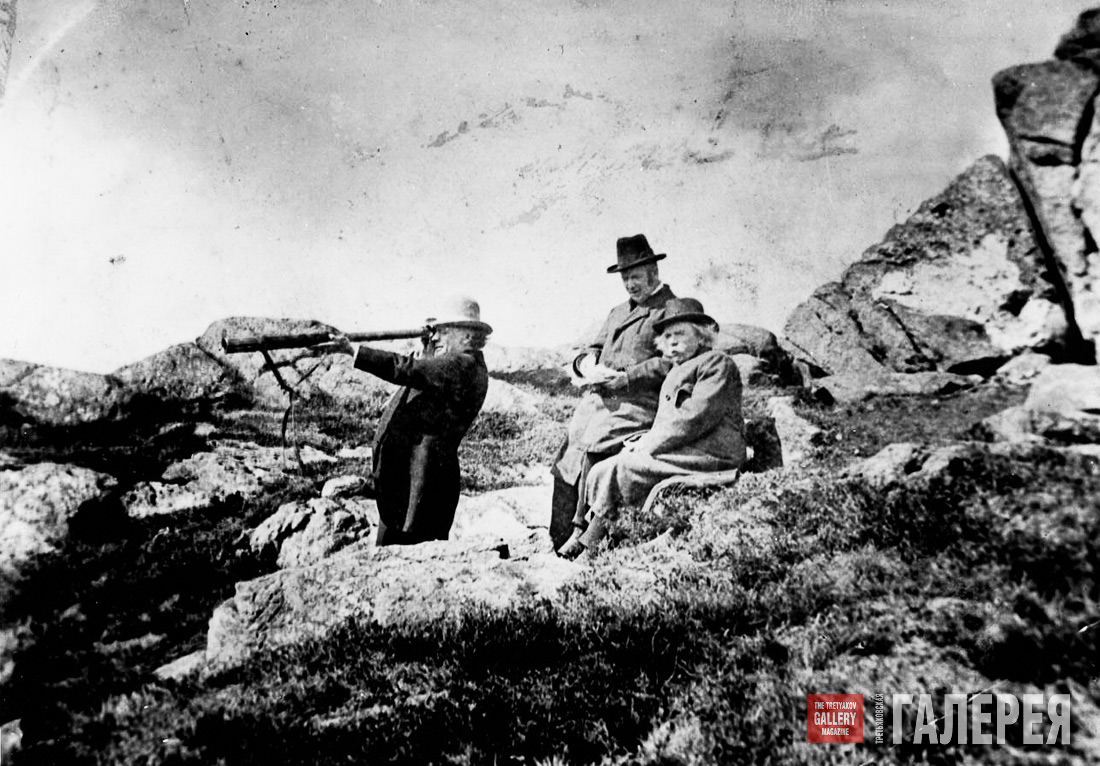 JULIUS RÖNTGEN, FRANTS BEYER AND EDVARD GRIEG HIKING. 1900