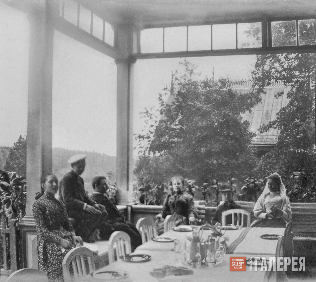 On the verandah of the main manor house