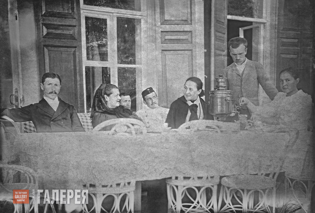 On the verandah of the main manor house