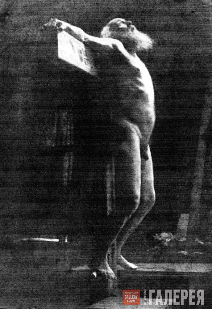Nikolai Ge as a sitter in his studio. Ivanovsky farm. March 1892