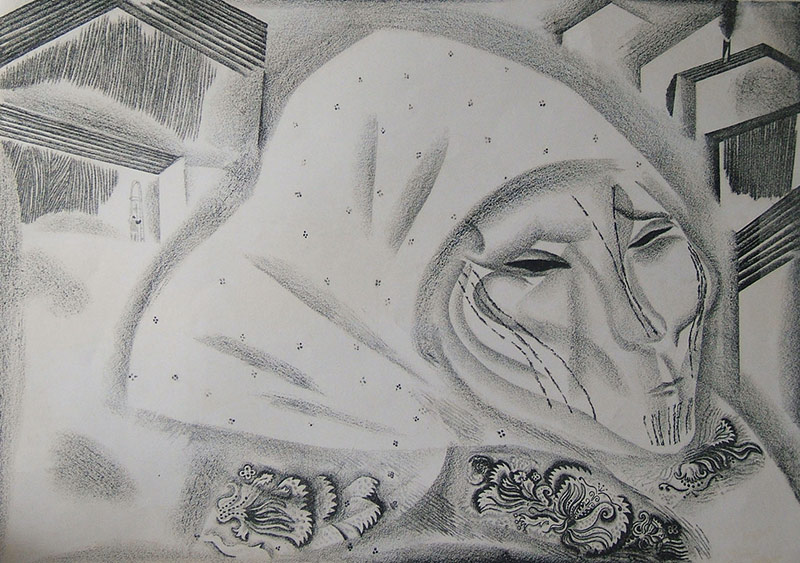 В.Н. Петров-Камчатский (1936-1993). Старые думы. 1969. Литграфия. 62х88
