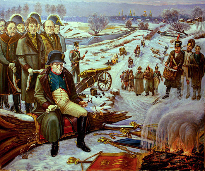 В.Д. Бускин. Отечественная война 1812 год. Бесславный конец. Сожжение Наполеоном знамен и штандартов после разгрома французской армии у города Красного. 2012